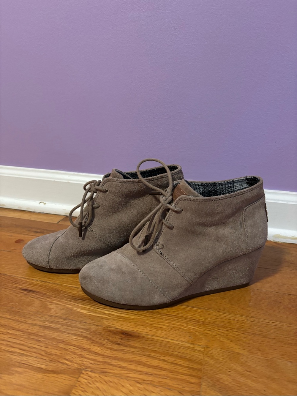 Toms Suede Heeled Wedge Booties